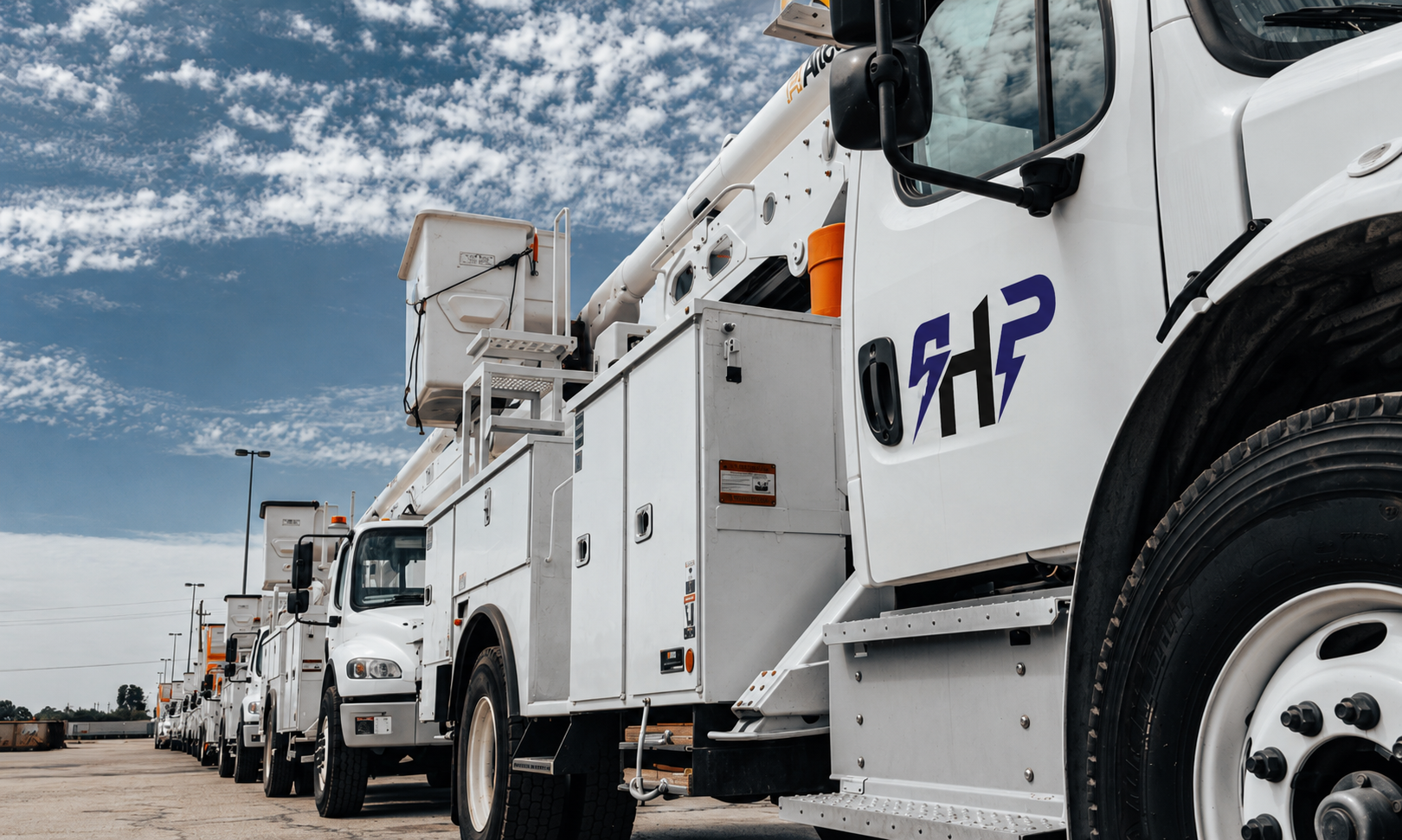 SkyHigh Power fleet of bucket trucks